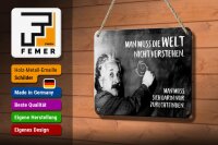 Blechschild Zitat 12x18 cm Einstein Tafel Man muss die Welt nicht verstehen