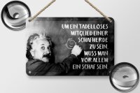 Blechschild Zitat 12x18 cm Einstein Tafel Mitglied einer Schafherde Deko Schild