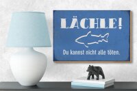 Holzschild Spruch 12x18cm lächle Du kannst nicht alle