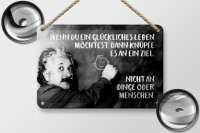 Blechschild Zitat 12x18 cm Einstein Tafel knüpfe es an ein Ziel Deko Schild