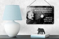 Blechschild Zitat 12x18 cm Einstein Tafel knüpfe es an ein Ziel Deko Schild