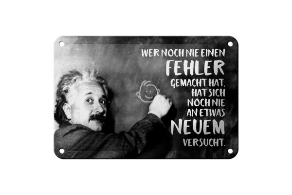 Blechschild Zitat 12x18 cm Einstein Tafel Wer noch nie einen Fehler gemacht hat