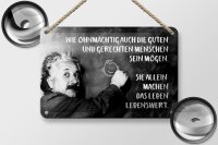 Blechschild Zitat 12x18 cm Einstein Tafel gute und gerechte Menschen Deko Schild