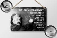 Blechschild Zitat 12x18 cm Einstein Tafel Ehrlichkeit Schwäche Lügen Deko Schild