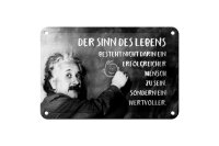 Blechschild Zitat 12x18 cm Einstein Tafel Der Sinn des Lebens Deko Schild