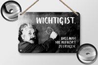 Blechschild Zitat 12x18 cm Einstein Tafel nie aufhört zu fragen Deko Schild