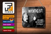 Blechschild Zitat 12x18 cm Einstein Tafel nie aufhört zu fragen Deko Schild