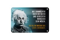 Blechschild Zitat 12x18 cm Einstein Blau gute und gerechte Menschen Deko Schild