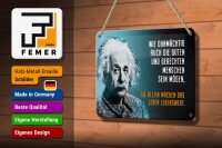 Blechschild Zitat 12x18 cm Einstein Blau gute und gerechte Menschen Deko Schild