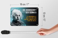 Blechschild Zitat 12x18 cm Einstein Blau Die Herrschaft der Dummen Deko Schild