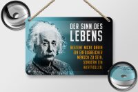 Blechschild Zitat 12x18 cm Einstein Blau Der Sinn des Lebens Deko Schild