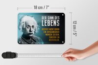 Blechschild Zitat 12x18 cm Einstein Blau Der Sinn des Lebens Deko Schild