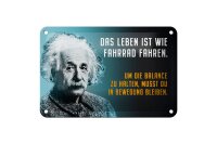 Blechschild Zitat 12x18 cm Einstein Blau Das Leben ist wie Fahrrad fahren