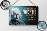 Blechschild Zitat 12x18 cm Einstein Blau gib das, was dir wichtig ist nicht auf