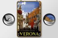 Blechschild Reise 12x18 cm Verona Italien Zinnen Gebäude Deko Schild