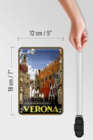 Blechschild Reise 12x18 cm Verona Italien Zinnen Gebäude Deko Schild