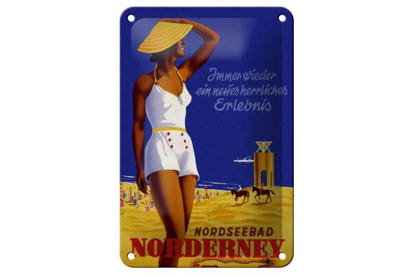 Blechschild Reise 12x18 cm Nordseebad Norderney herrliches Erlebnis Schild