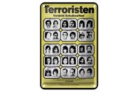 Blechschild Hinweis 12x18 cm Terroristen Warnung Deko Schild