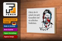 Holzschild Zitat 12x18 cm Glück ist Gesundheit & schlechtes Gedächtnis Schild
