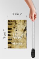 Holzschild Retro 12x18cm Musik ist meine Therapie Schild