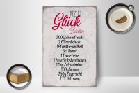 Holzschild Spruch 12x18cm Rezept Glück Zutaten Schild
