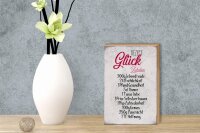 Holzschild Spruch 12x18cm Rezept Glück Zutaten Schild