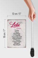 Holzschild Spruch 12x18cm Rezept Liebe Zutaten Schild
