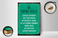 Holzschild Retro 12x18cm Camping Regeln Schild