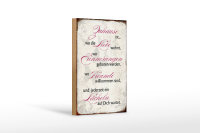 Holzschild Spruch 12x18cm Zuhause Liebe Freunde Lächeln
