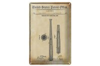 Blechschild Patent 20x30 cm Entwurf für einen Baseballschläger Deko Schild