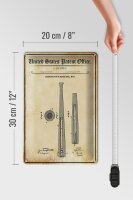 Blechschild Patent 20x30 cm Entwurf für einen Baseballschläger Deko Schild