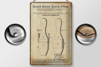Blechschild Patent 20x30 cm Entwurf für einen Bowling Pin Deko Schild