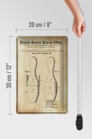 Blechschild Patent 20x30 cm Entwurf für einen Bowling Pin Deko Schild