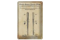 Blechschild Patent 20x30 cm Entwurf für einen leichten Baseballschläger Schild