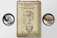 Blechschild Patent 20x30 cm Entwurf für eine Fängermaske Baseball Deko Schild