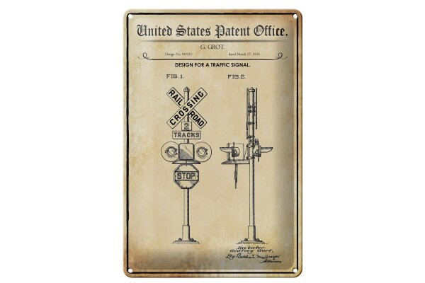 Blechschild Patent 20x30 cm Entwurf für Verkehrszeichen Deko Schild