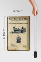 Blechschild Patent 20x30 cm Entwurf für einen Schneepflug für Lokomotiven Schild