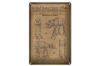 Blechschild Patent 20x30 cm Entwurf für eine Spielzeug Actionfigur 3 Deko Schild