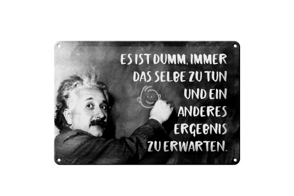 Blechschild Zitat 20x30 cm Einstein Tafel dumm, immer dasselbe zu tun Schild