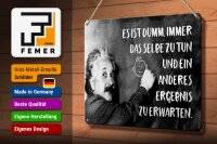 Blechschild Zitat 20x30 cm Einstein Tafel dumm, immer dasselbe zu tun Schild