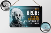 Blechschild Zitat 20x30 cm Einstein Blau weil einer mehr tut, als er muss Deko