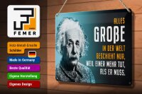 Blechschild Zitat 20x30 cm Einstein Blau weil einer mehr tut, als er muss Deko