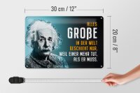 Blechschild Zitat 20x30 cm Einstein Blau weil einer mehr tut, als er muss Deko