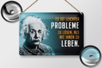 Blechschild Zitat 20x30 cm Einstein Blau leichter Probleme zu lösen Deko Schild