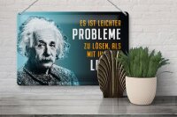 Blechschild Zitat 20x30 cm Einstein Blau leichter Probleme zu lösen Deko Schild