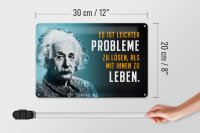 Blechschild Zitat 20x30 cm Einstein Blau leichter Probleme zu lösen Deko Schild