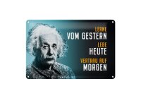 Blechschild Zitat 20x30 cm Einstein Blau lerne lebe vertraue auf Deko Schild