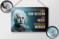 Blechschild Zitat 20x30 cm Einstein Blau lerne lebe vertraue auf Deko Schild