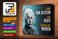 Blechschild Zitat 20x30 cm Einstein Blau lerne lebe vertraue auf Deko Schild