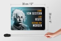 Blechschild Zitat 20x30 cm Einstein Blau lerne lebe vertraue auf Deko Schild
